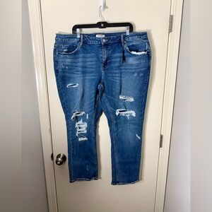 Vigoss Women's Blue Distressed Boyfriend Jeans Plus Size 22W